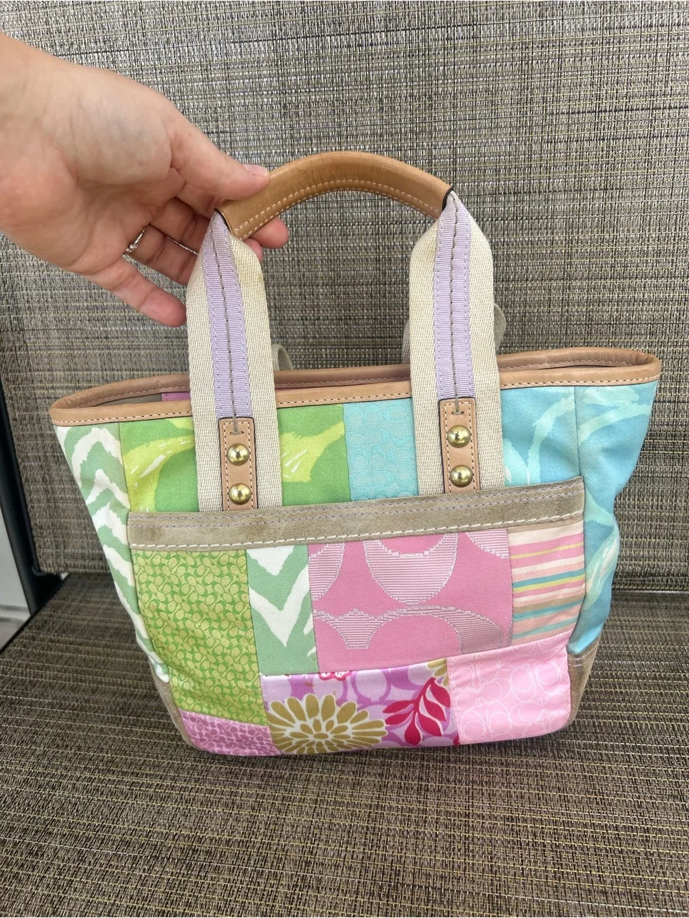 RARE Vintage Coach Y2K Hamptons Floral Weekend Small Patchwork Tote Purse Bag